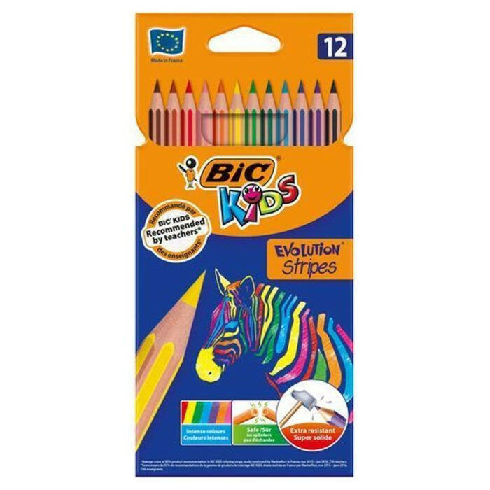 Crayon Couleur Bic Evolution Stripes de 12.