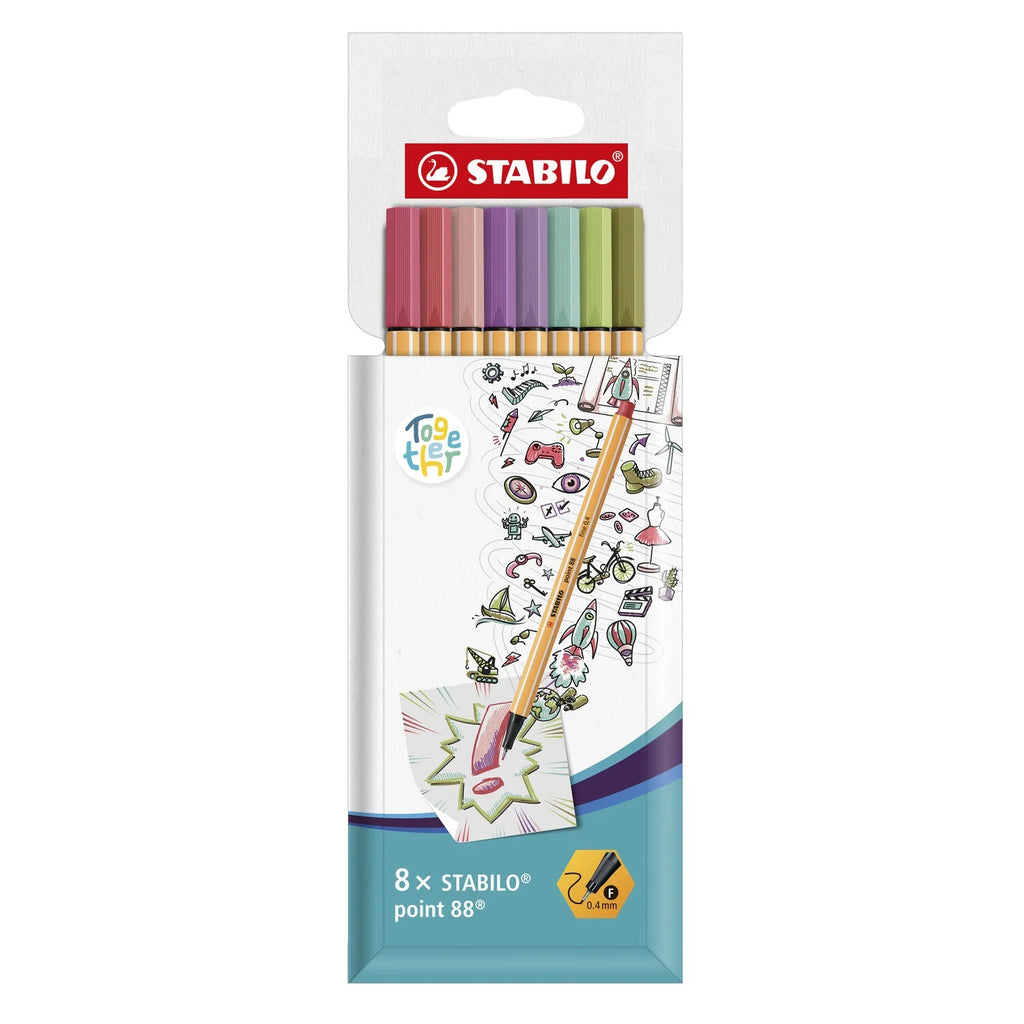Paquet de 8 Stylos Pointe Fine - Pastel.