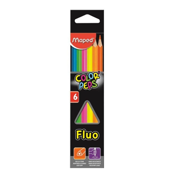 CRAYONS DE COULEUR MAPED 6/18 FLUO REF 832003