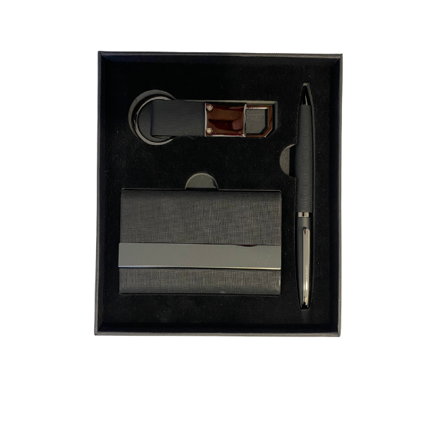 COFFRET PORTE CARTE VISITE + PORTE CLE + STYLO