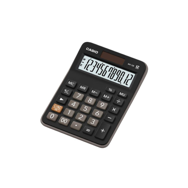 CAL . 12 CIHFFRES AVEC TAXE PILE+SOLAIRE - NOIR