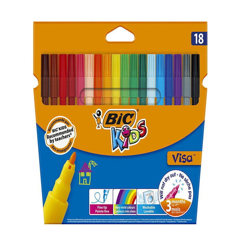 BIC - Feutres Coloriage Visa 880 - Lot de 18 - Multicolore