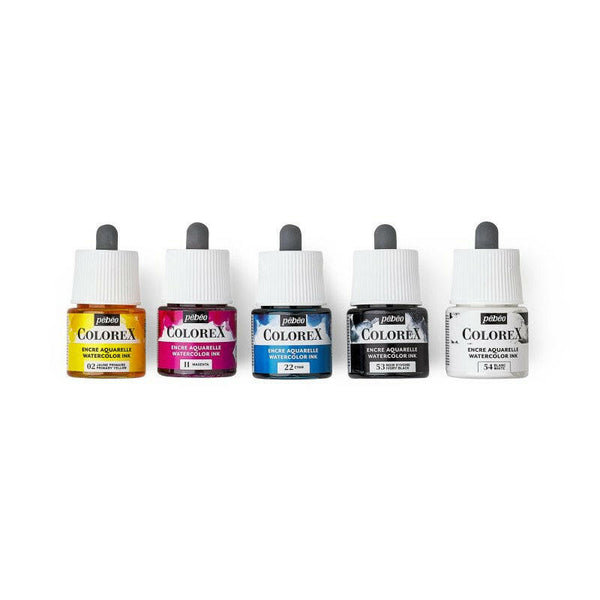 Set de 5 Encre Aquarelle Colorex - 45 ml Primaire - Pébéo.
