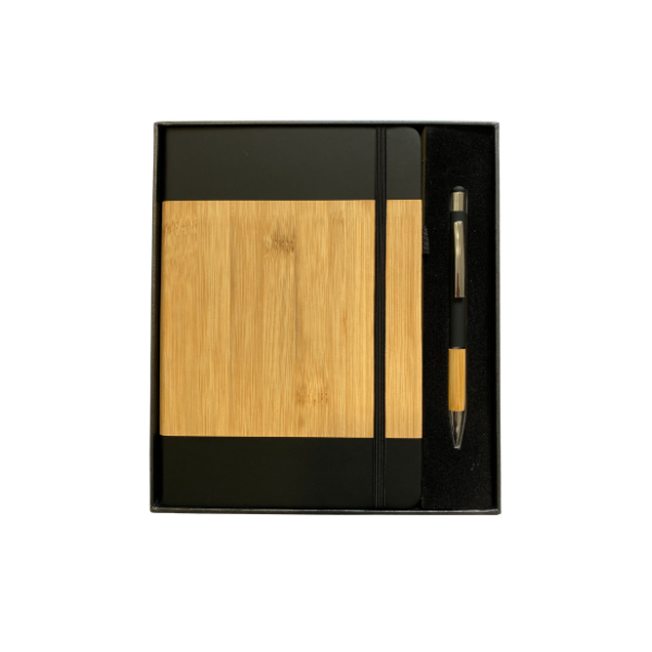 COFFRET NOTEBOOK BOIS + STYLO BOIS 2CLRS