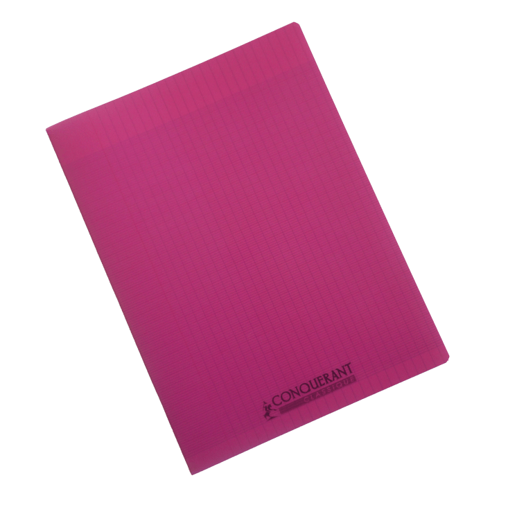 CAHIER POLYPRO CONQ 24*32 96P 90G SEYES PP ROSE.