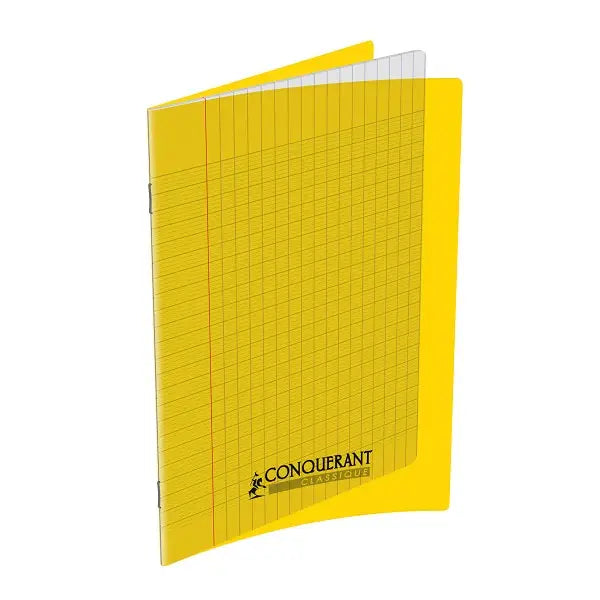 CAHIER POLYPRO CONQ 17*22 96P 90G SEYES PP JAUNE.