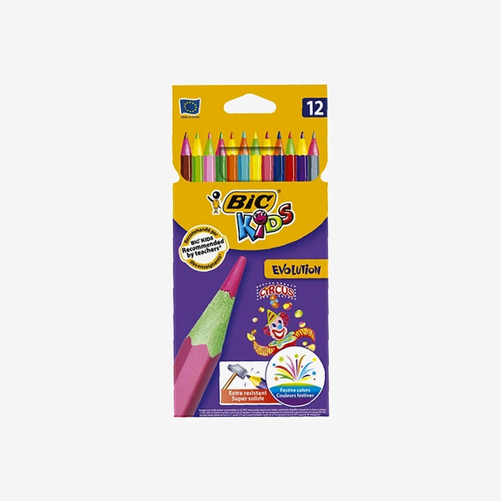 CRAYONS DE COULEUR BIC EVOLUTION CIRCUS 12/18 REF 895789.