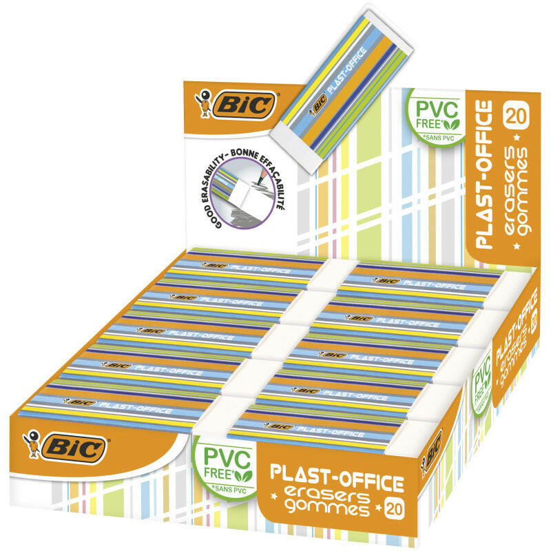 BIC - Boîte de 20 Gommes Plast-Office.