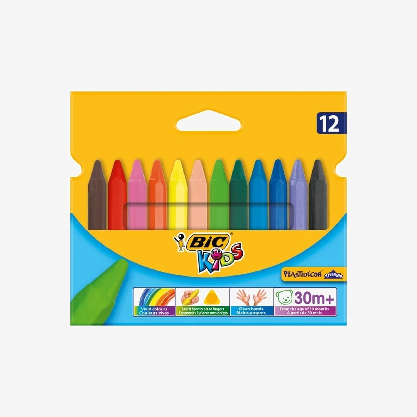 CRAYON DE CIRE BIC PLASTIDECOR TRIANGLE DE 12 REF 829773.