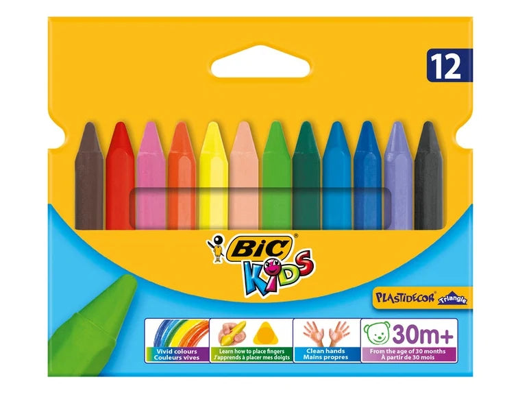 CRAYON DE CIRE BIC PLASTIDECOR TRIANGLE DE 12 REF 829773