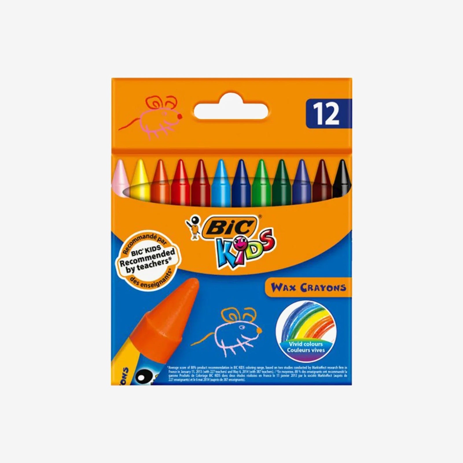 BIC - Paquet de 12 Crayons de Cire Kids Wax Crayons.