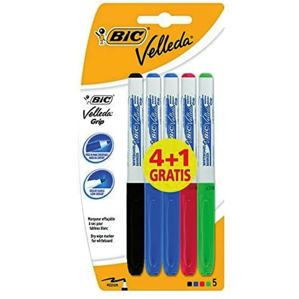 Marqueurs Permanents Velleda Grip BIC – Blister 4+1.