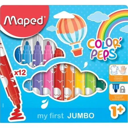 Maped - Feutres Color Peps Maxi Lavables Pochette de 12.
