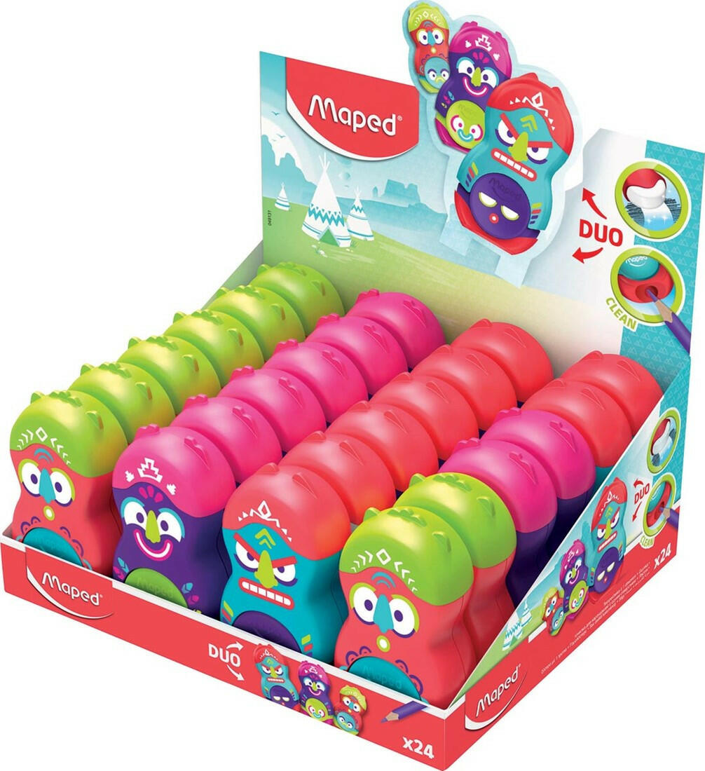 Maped - Taille-Crayon 1 Trou + Gomme Loopy Fancy.