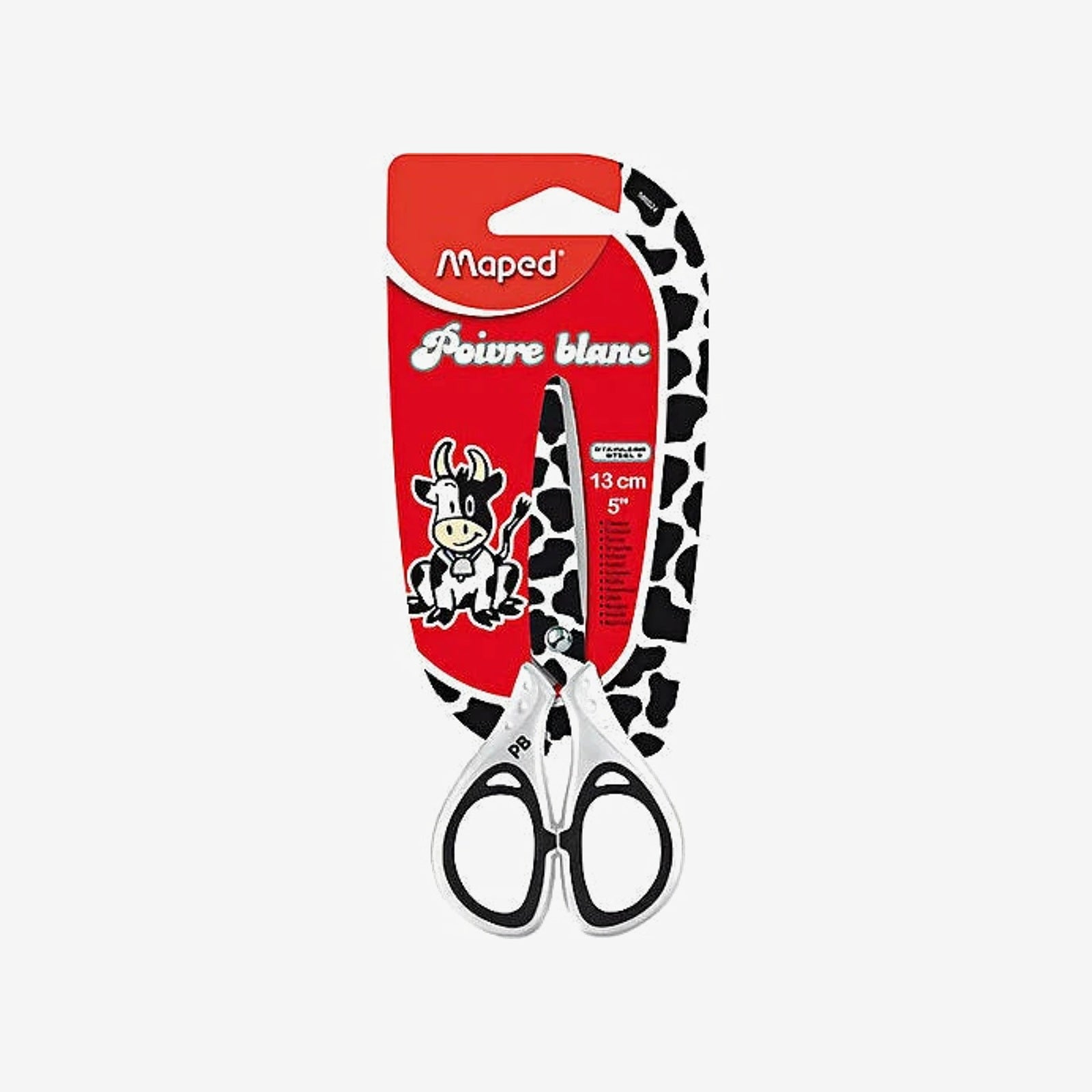 Maped - Ciseau en blister Tatoo Poivre Blanc 13 cm.