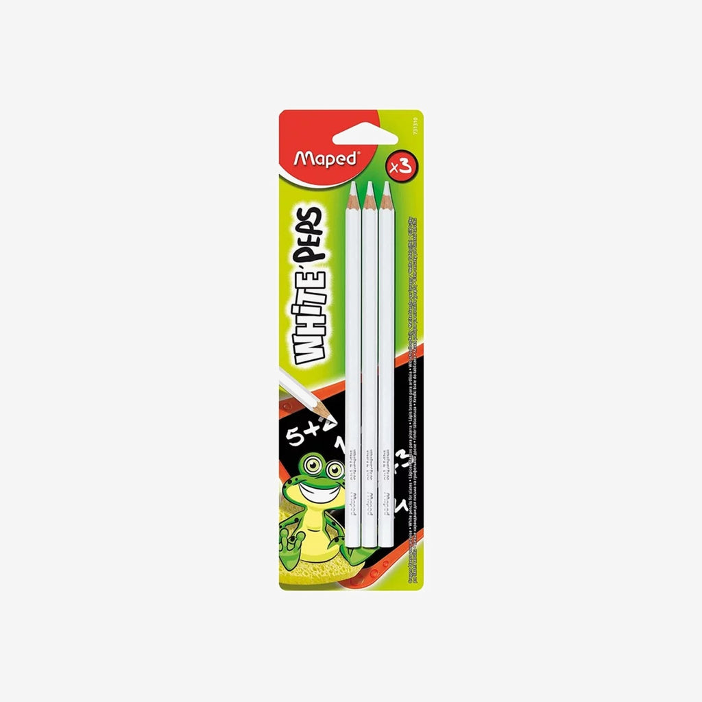 Maped - Crayons Blancs Ardoise Noir, Étui de 3.