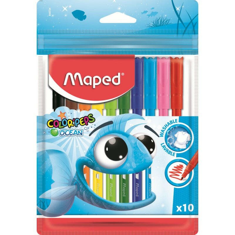 Maped - Pochette de 10 Feutres Océan.