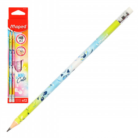 Maped - Crayon Noir avec Gomme Mini Cute HB