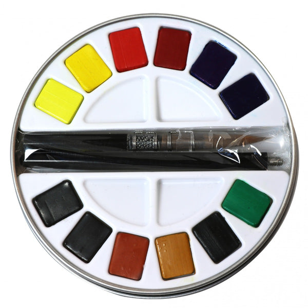 Boîte Aquarelle Fine Ronde en Métal - 12 Demi-Godets - Pébéo