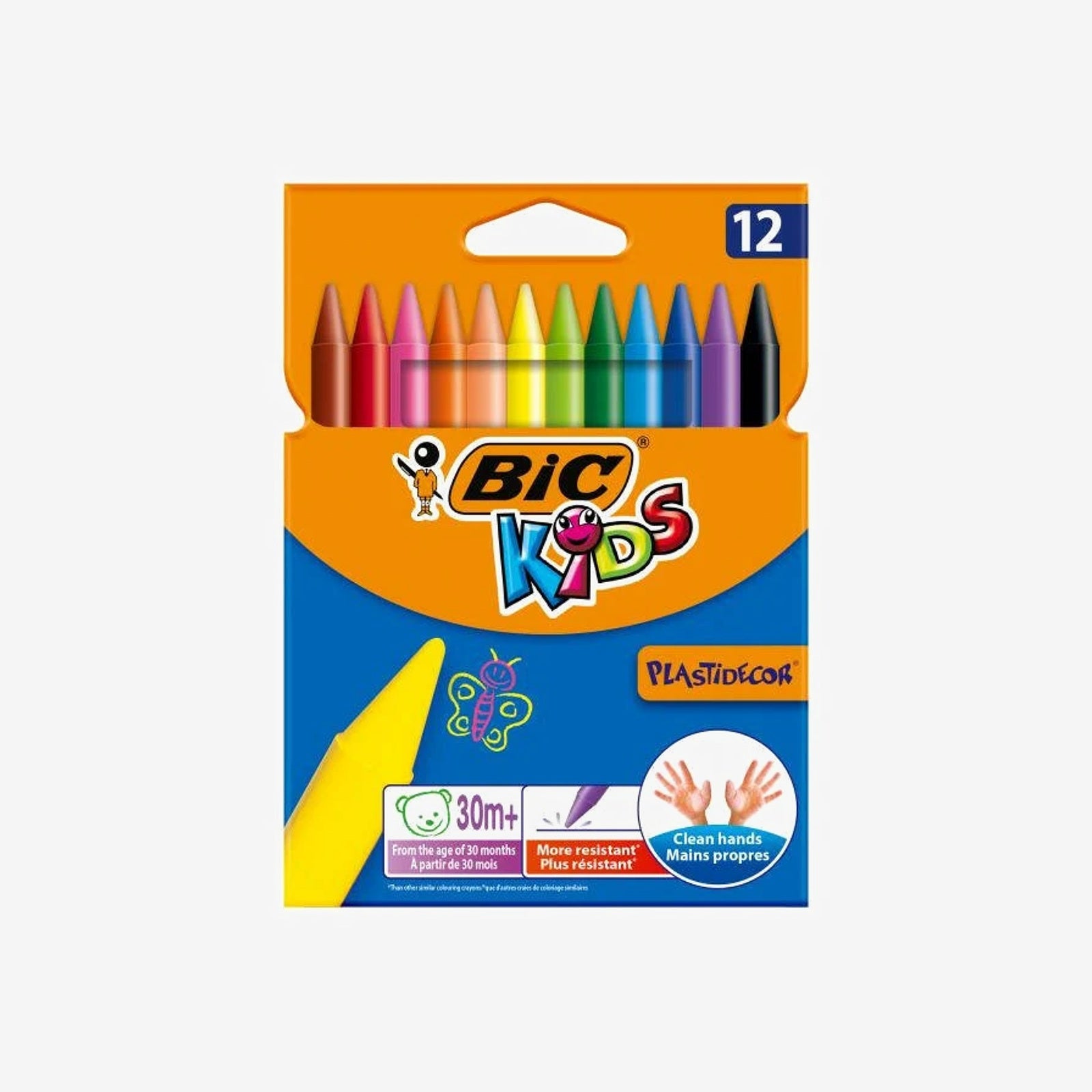 BIC - Lot de 12 Craies Plastidecor pour Enfants.