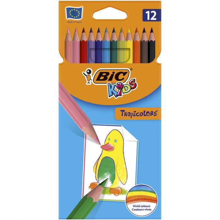 BIC - Crayons de Couleur Tropicolors - Pochette de 12