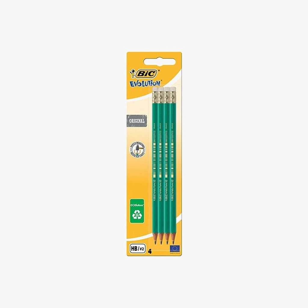 CRAYON NOIR BIC EVOLUTION ECOLUTIONS+GOMME 655.