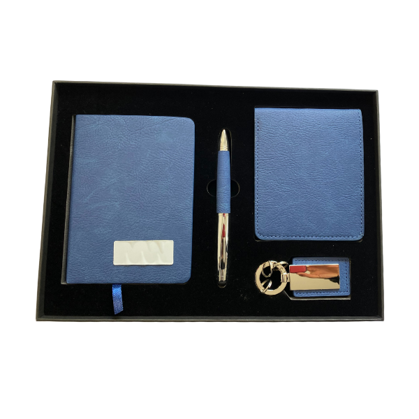 COFFRET 4P NOTBOOK A6 + PORTE CLES + STYLO + PORTEFEUILLE 3CLRS