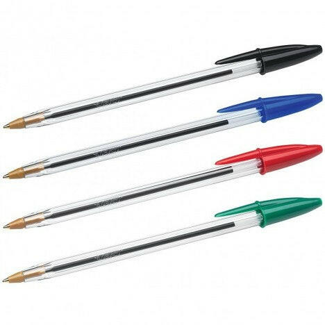 BIC - Lot de 4 Stylos à Bille Cristal Medium (1 mm).
