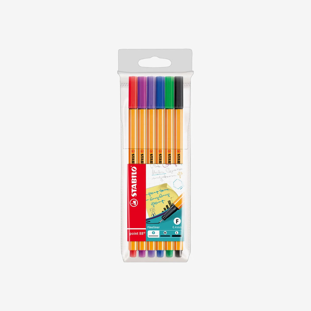 Stabilo - Pochette de 6 Stylos Point Fine POINT 88.