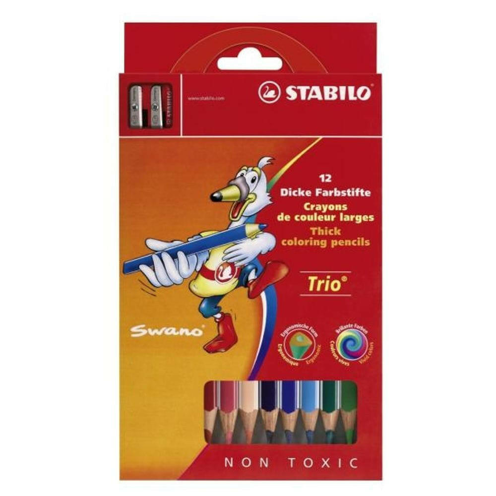 Crayons de Couleur Stabilo Trio 12/18 + Taille-Crayon (Réf. 203/2-12).