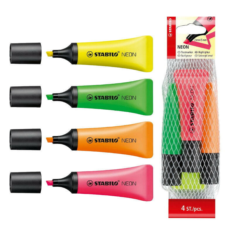 Stabilo - Marqueur Fluorescent Neon Pochette de 4.