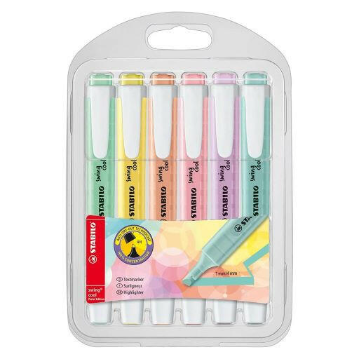 Stabilo - Pochette de 6 Surligneurs Fluorescents STABILO Swing Cool.