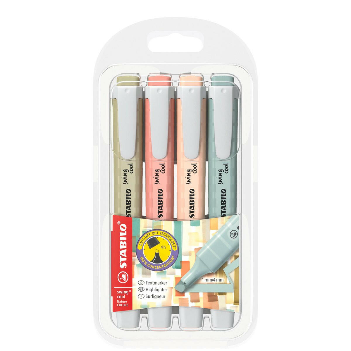 Stabilo Swing Cool Nature Color - Pack de 4.