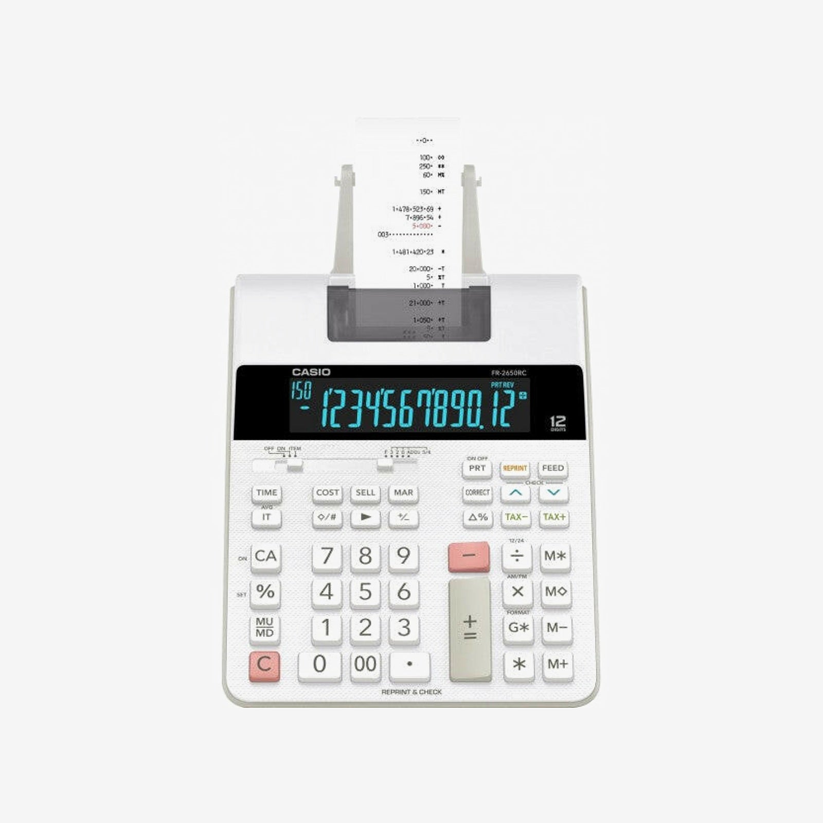 MACHINE A CALCULER CASIO IMPRIM AFFICH 12 CHIFFRES 220V BLANC.