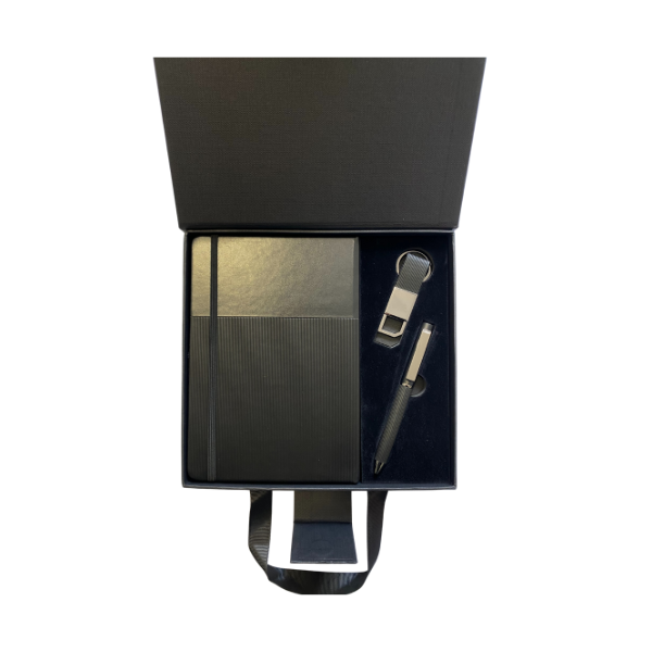 COFFRET NOTEBOOK + STYLO + PORTE CLE