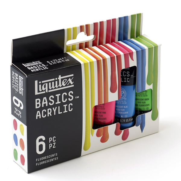 Liquitex - 6 Colors x 22ml Fluorescent Basics Acrylic Paint Tube Set