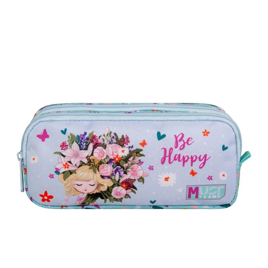 Trousse 2 Poches Must Team "Be Happy" - Positivité Quotidienne.