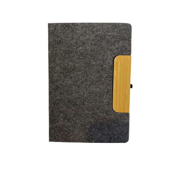 NOTEBOOK A5 ECOLOGIQUE EN RPET ET BAMBO + COUVERTURE PLIABLE