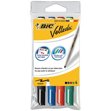 BIC - 4 Marqueurs VELLEDA pour Tableau Blanc