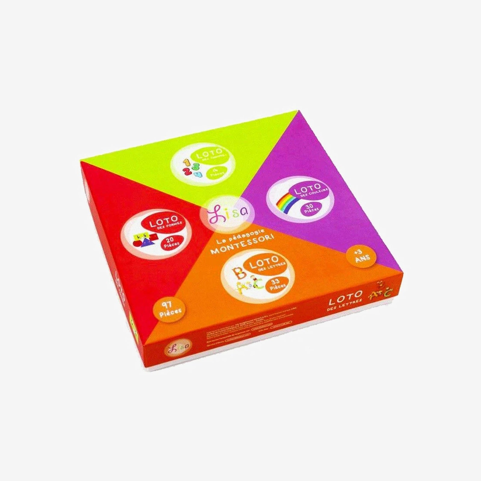 Grand Loto 4en1 Chiffres Lettres Couleurs & Formes - Lisa Toys.