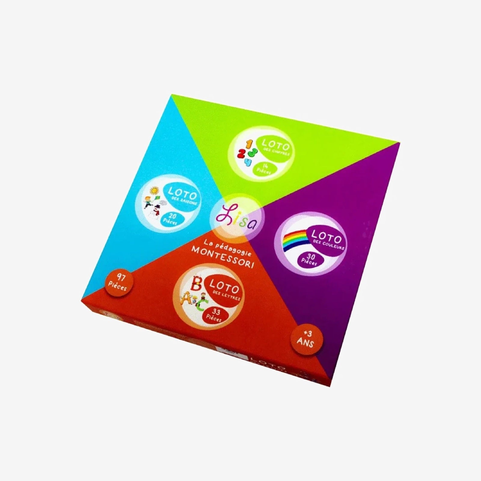 Grand Loto 4en1 Chiffres Lettres Couleurs & Saisons - Lisa Toys.