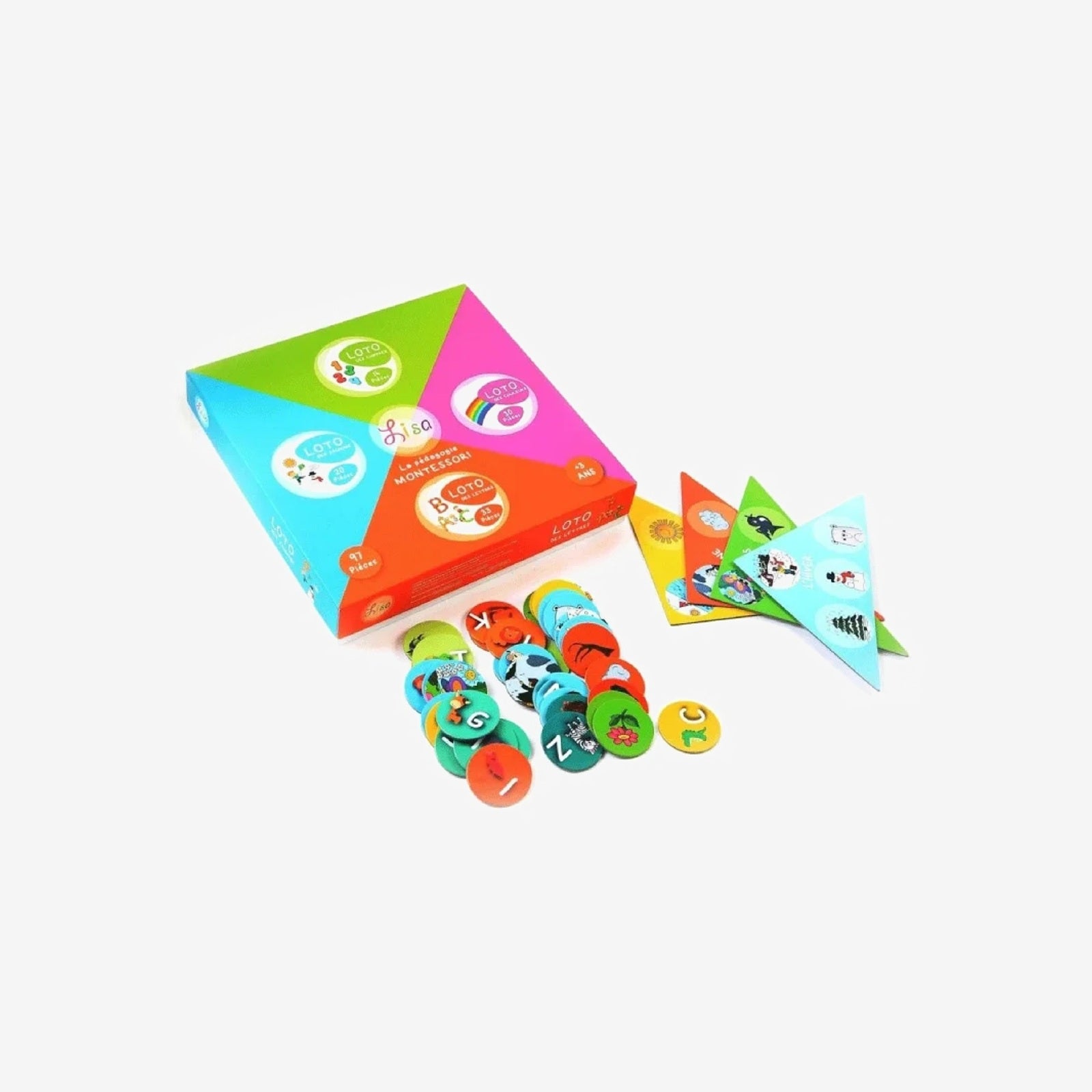 Grand Loto 4en1 Chiffres Lettres Couleurs & Saisons - Lisa Toys.
