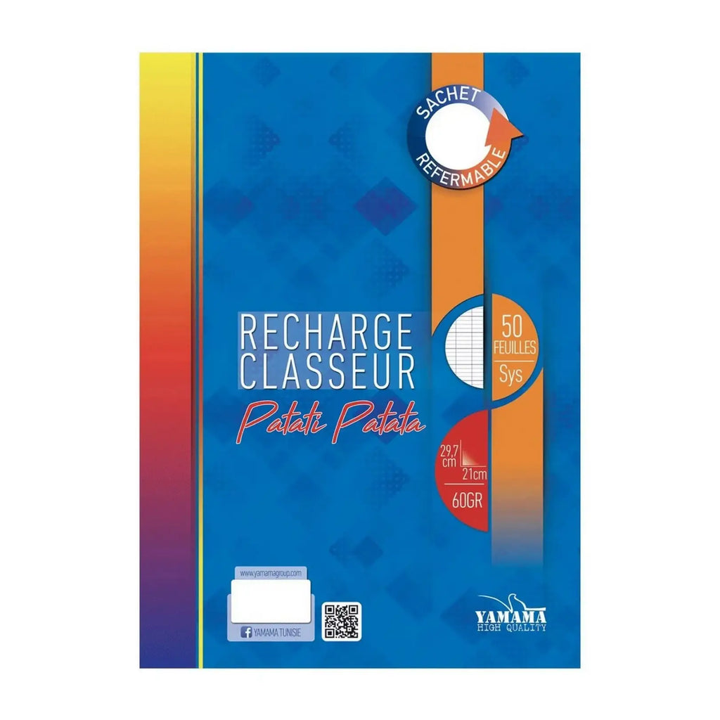 Recharge Classeur A4 – Feuilles Blanches – Yamama Patati