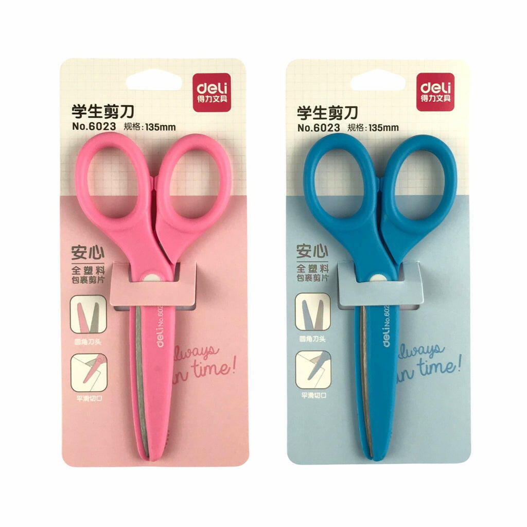 CISEAUX SCOLAIRE 135MM 4'' [PRES 24] ASS REF E6023 DELI (288).