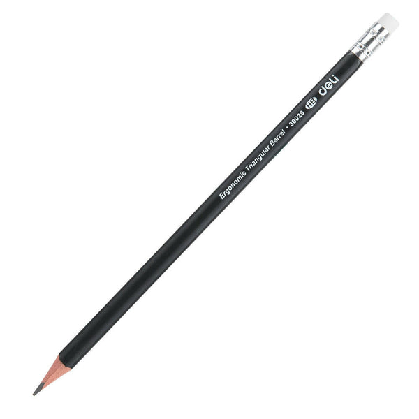 CRAYON NOIR ERGONOMIQUE TRIANG HB AVEC GOMME [PQT12] REF E38029 DELI (2880).