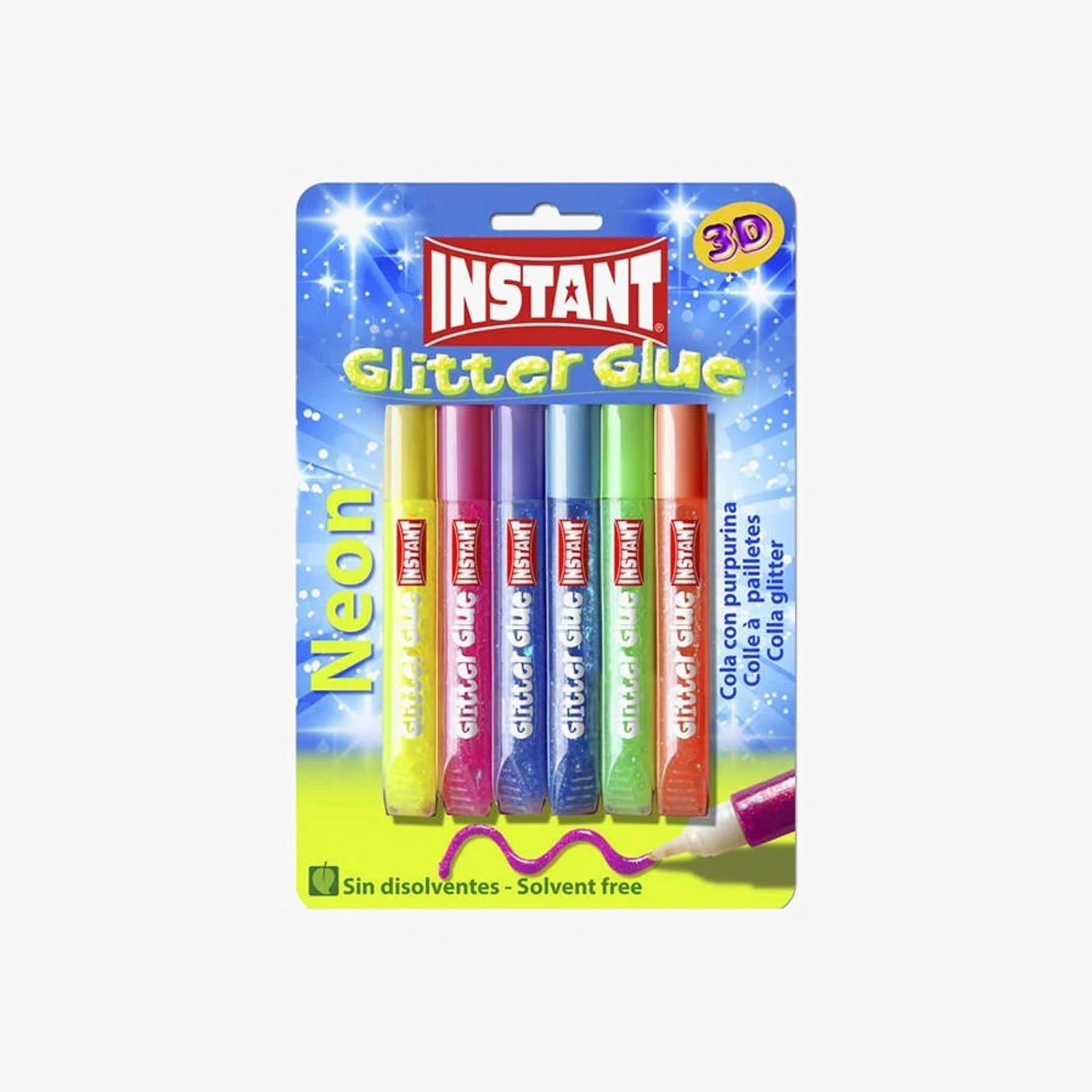 Tube Colle de 6 Glitter Neon Instant.