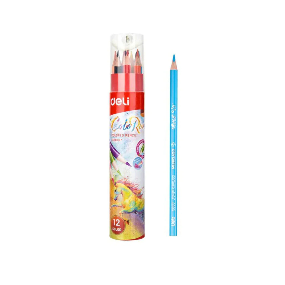 Crayons de Couleur Deli – 12/18 en Boîte + Taille-crayon
