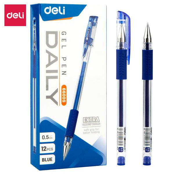 STYLO GEL 0.5MM [PQT 12] E6600 BLEU DELI (1728).