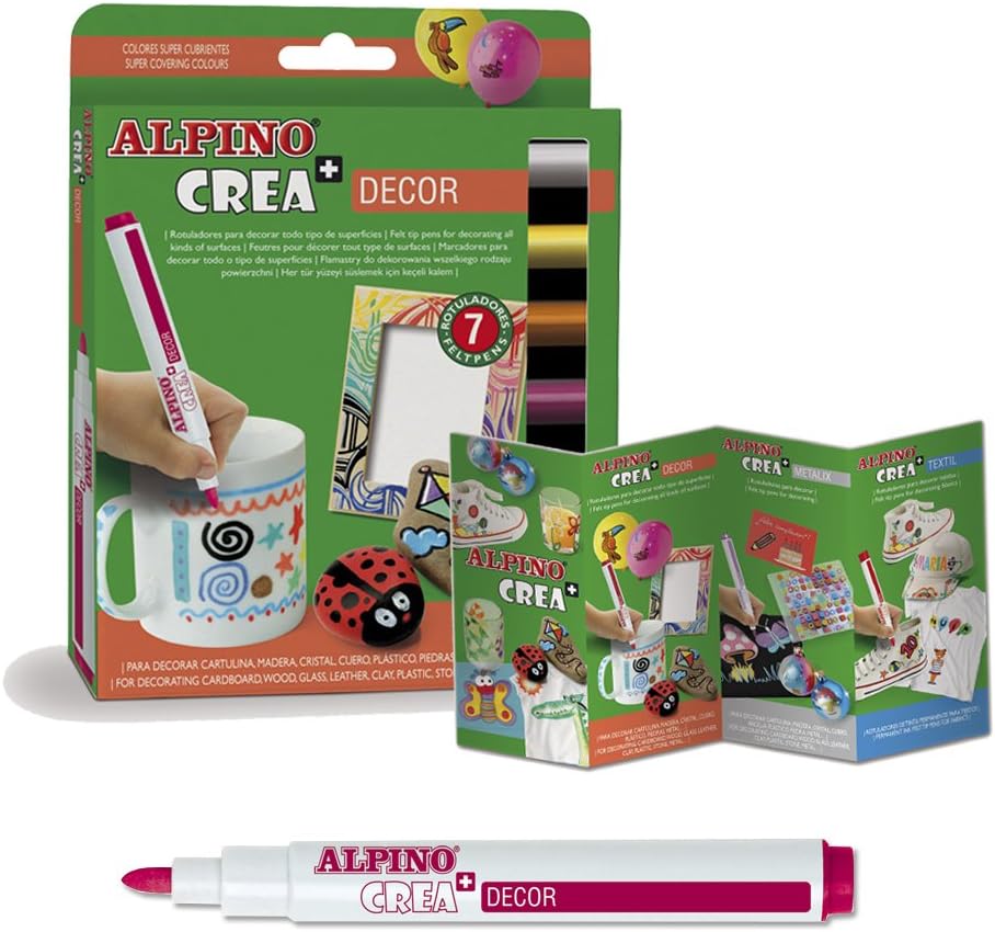 Alpino Crea - Coffret de 7 Feutres de Couleurs Décor