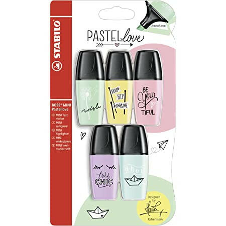 Stabilo - Lot de 5 Surligneur Boss Mini Pastel Love.